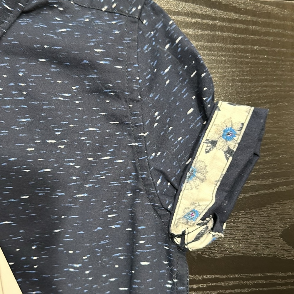 NWT Boys Denim & Flower Polo Button Up - Picture 7 of 7